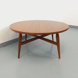Large round vintage Scandinavian coffee table Smorrebrod by Arne Vodder, extendable into a dining table