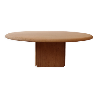 Circular travertine coffee table