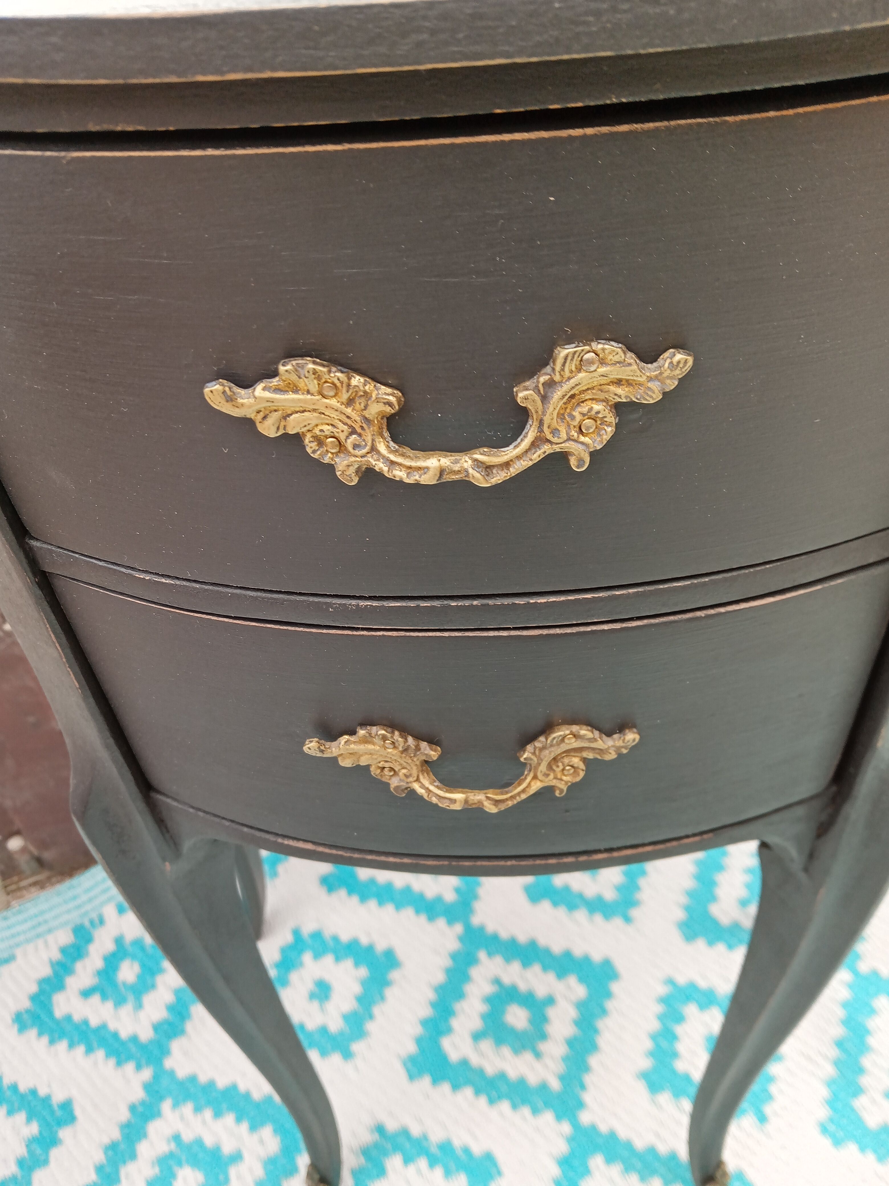 Black patina bedside table