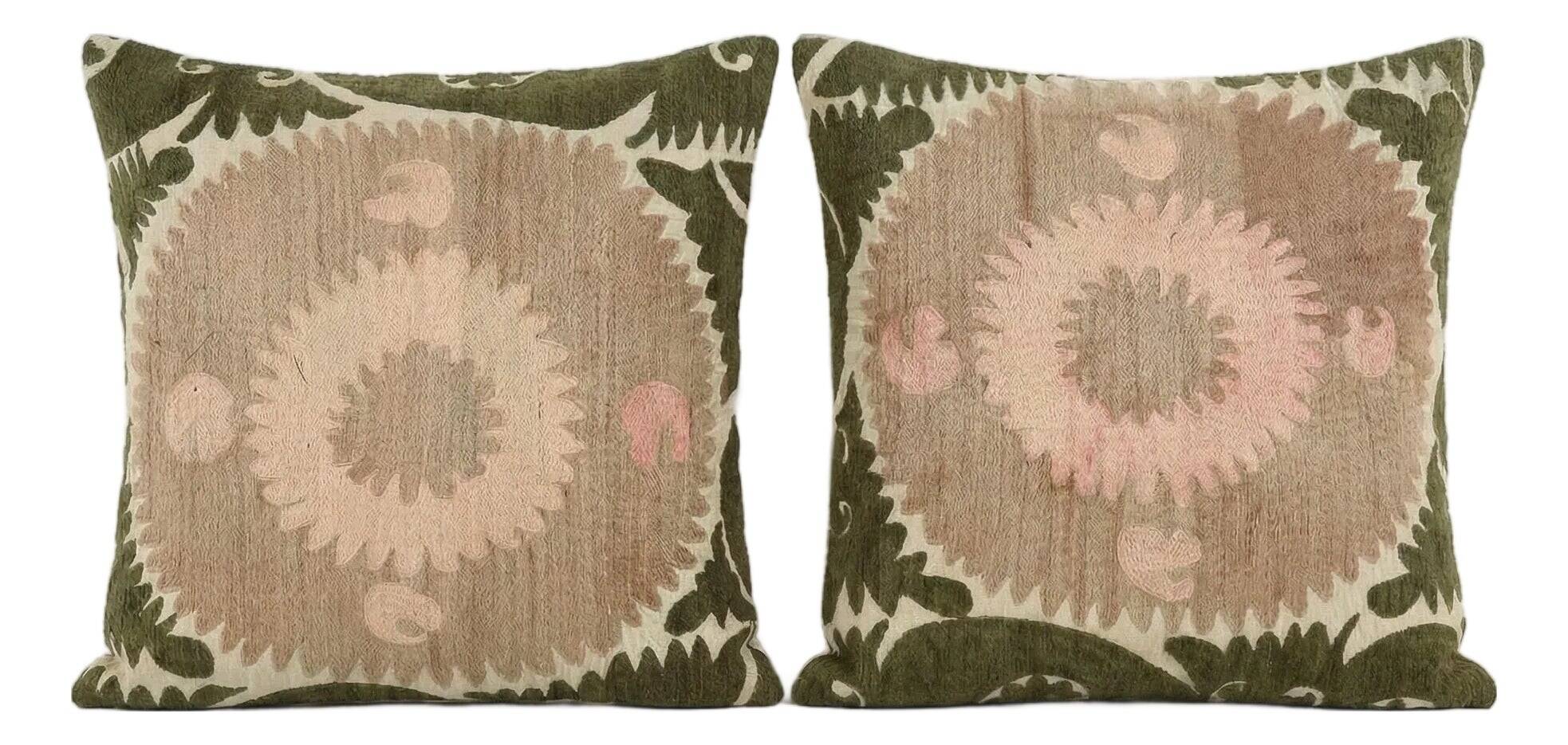Set of 2 vintage embroidered cushion covers 61x61 cm