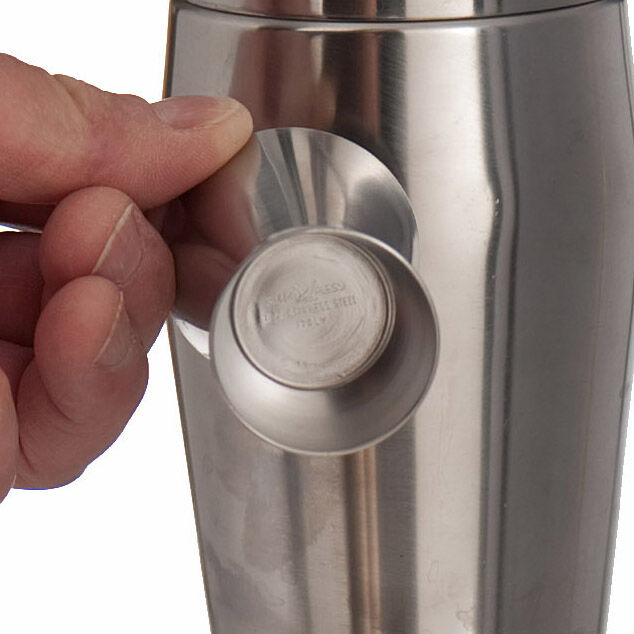 Shaker design and its stainless steel dosing dispenser Alessi 1970