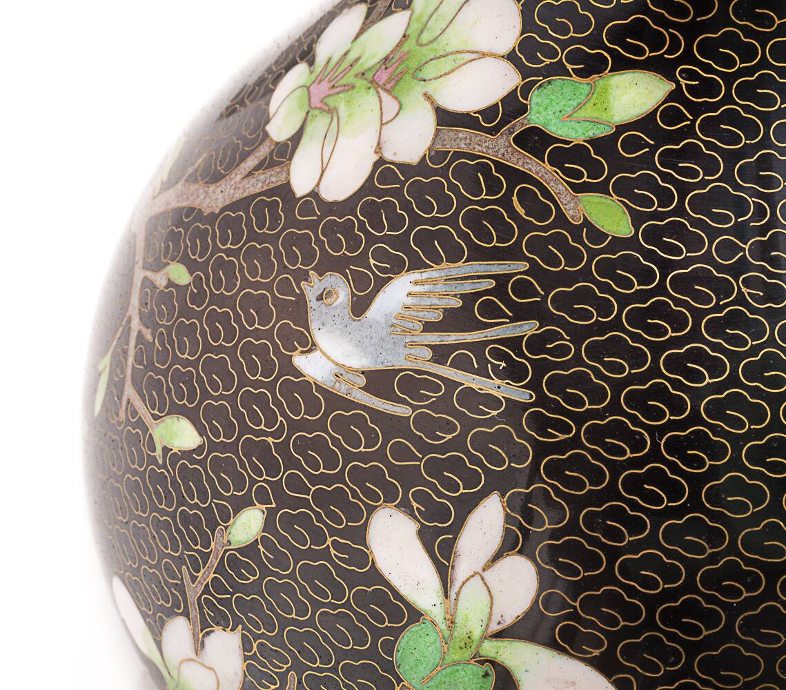 Chinese enameled brass vase