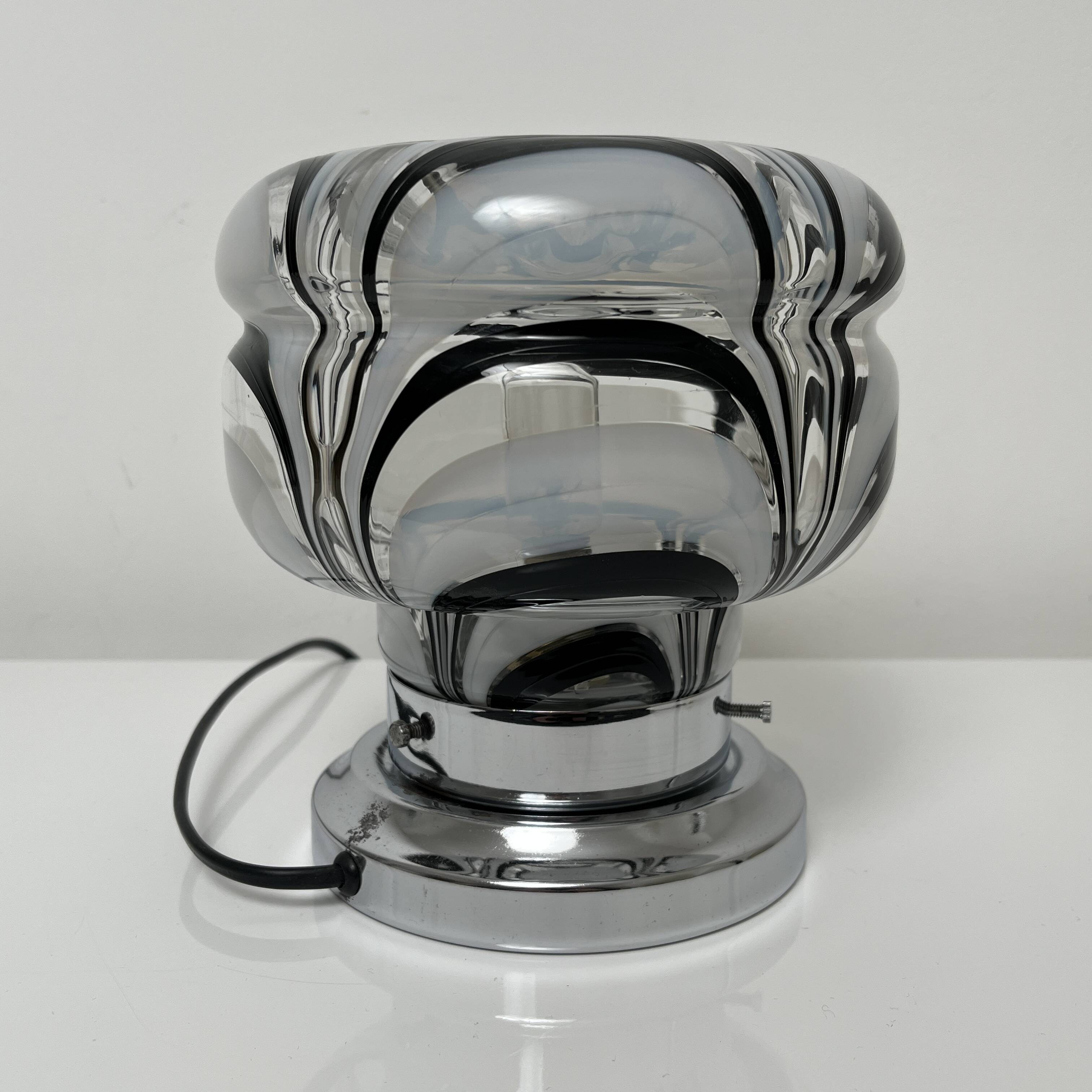 Side lamp Chromed metal and blown glass Murano Italy circa 1970