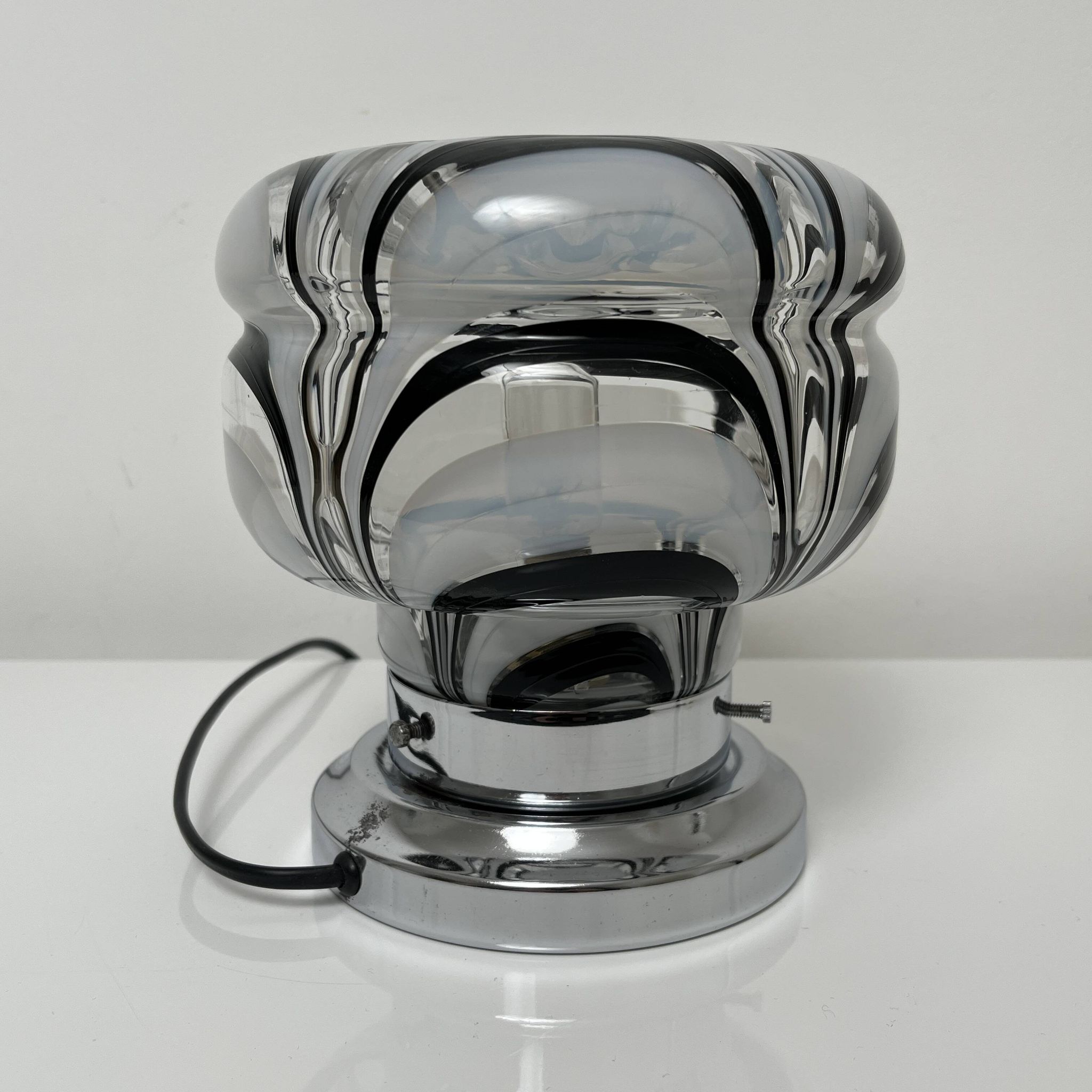 Side lamp Chromed metal and blown glass Murano Italy circa 1970