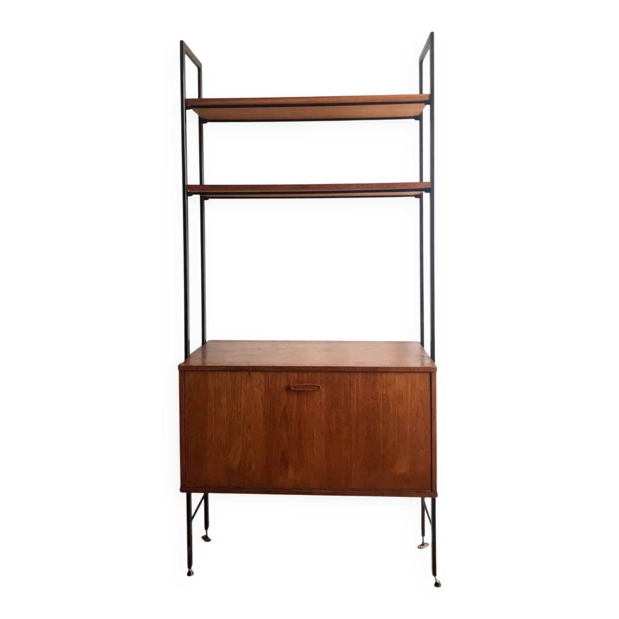 Bibliothèque auto-portante, teck et métal, Avalon, 1960