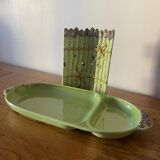 Antique slip porcelain asparagus dishes