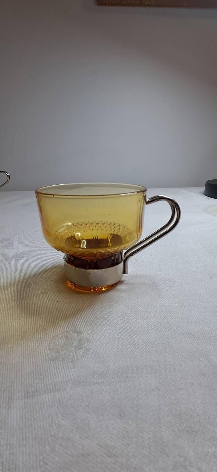 Amber glass espresso cups from the 1960s-70s. Italy