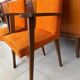 Pair of vintage 60s armchairs in wood and orange bouclé fabric