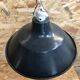 Old pendant lamp workshop metal enamel blue & white vintage ceramic socket
