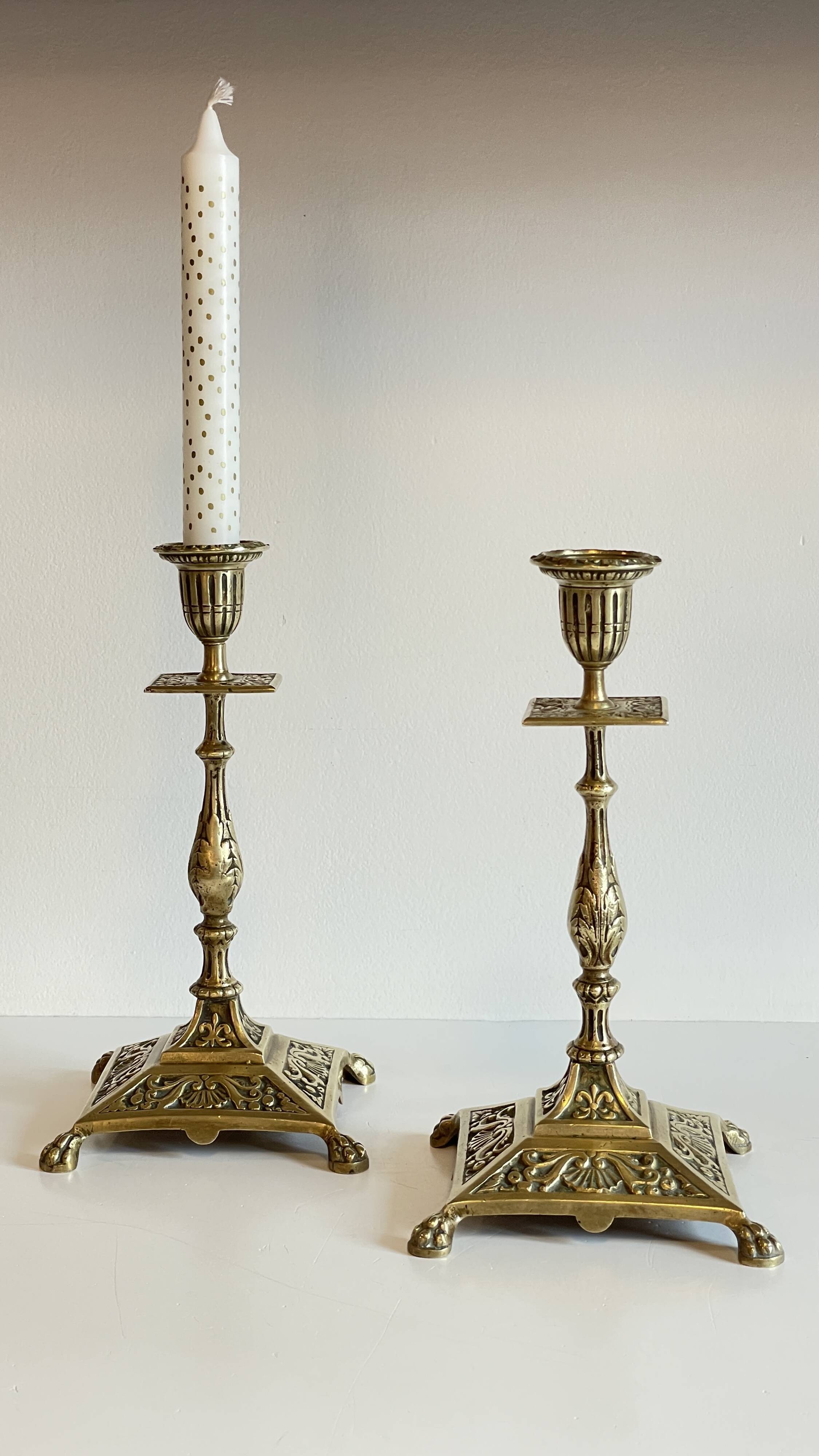Antique Lion's Paw Candlesticks