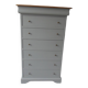 Louis Philippe style chest of drawers, 7 drawers, in verdigris, wooden top