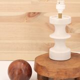 White ceramic lamp by Cari Zalloni, raffia lampshade