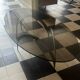 coffee table with metal legs and smoked glass top