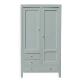 Vintage Parisian wardrobe in muted sage green.