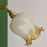 Vintage tulip wall light in white and amber glass