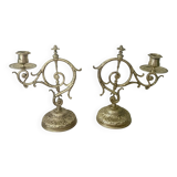 Pair of 19th century bronze candlesticks