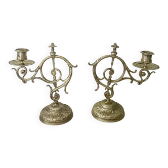 Pair of 19th century bronze candlesticks