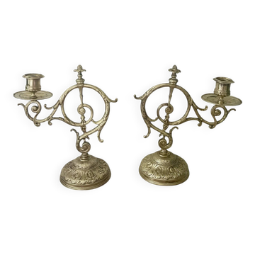 Pair of 19th century bronze candlesticks