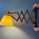 Wall lamp scissors in teak wood lampshade beige