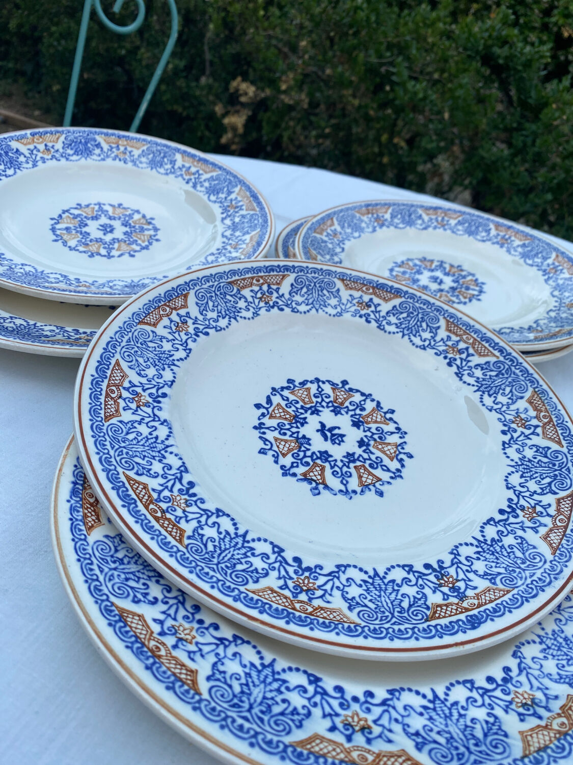 6 assiettes plates Longwy Rouennais