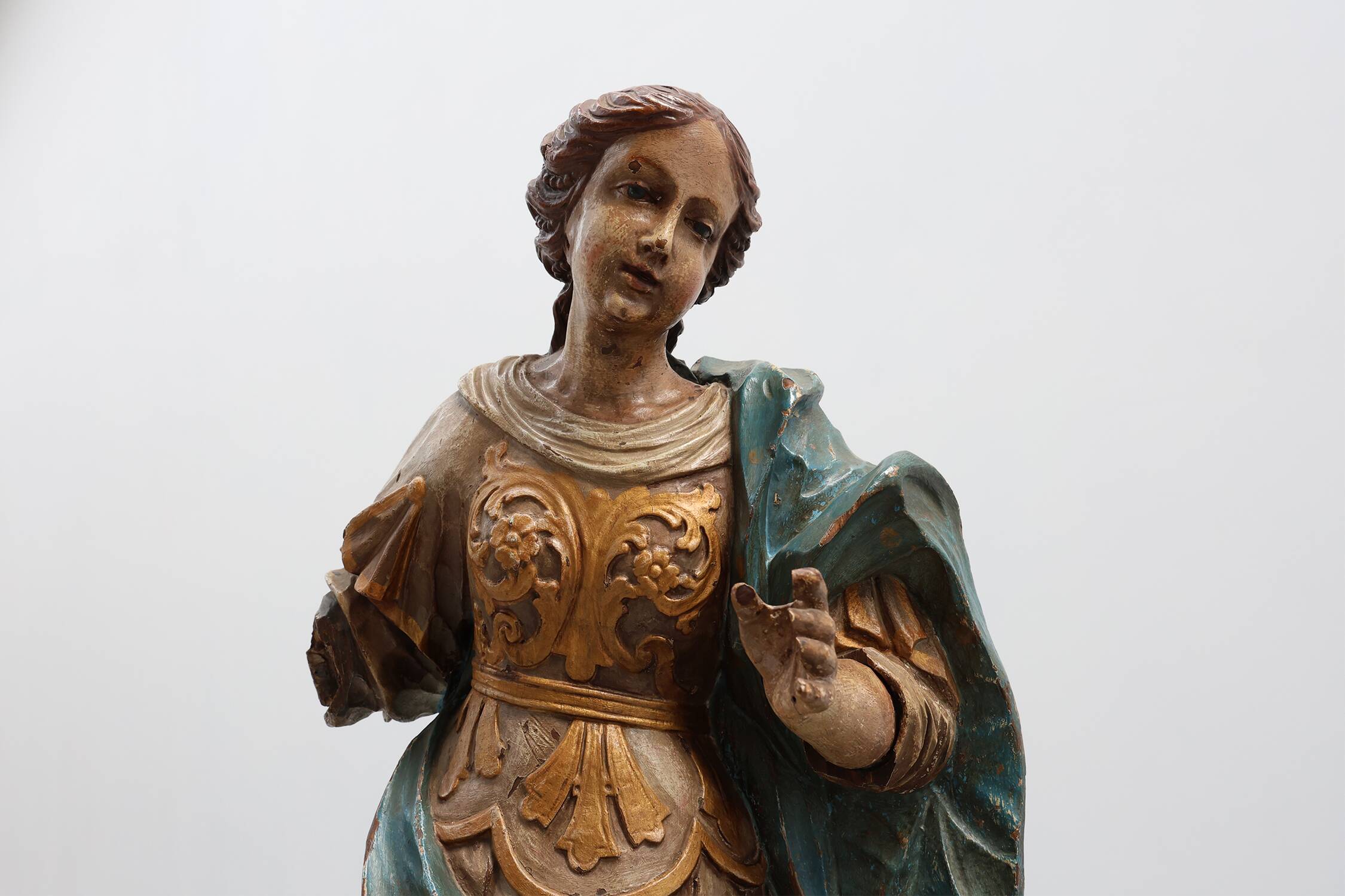French 18th Century Religious Statue of the Virgin Mary on a cloud