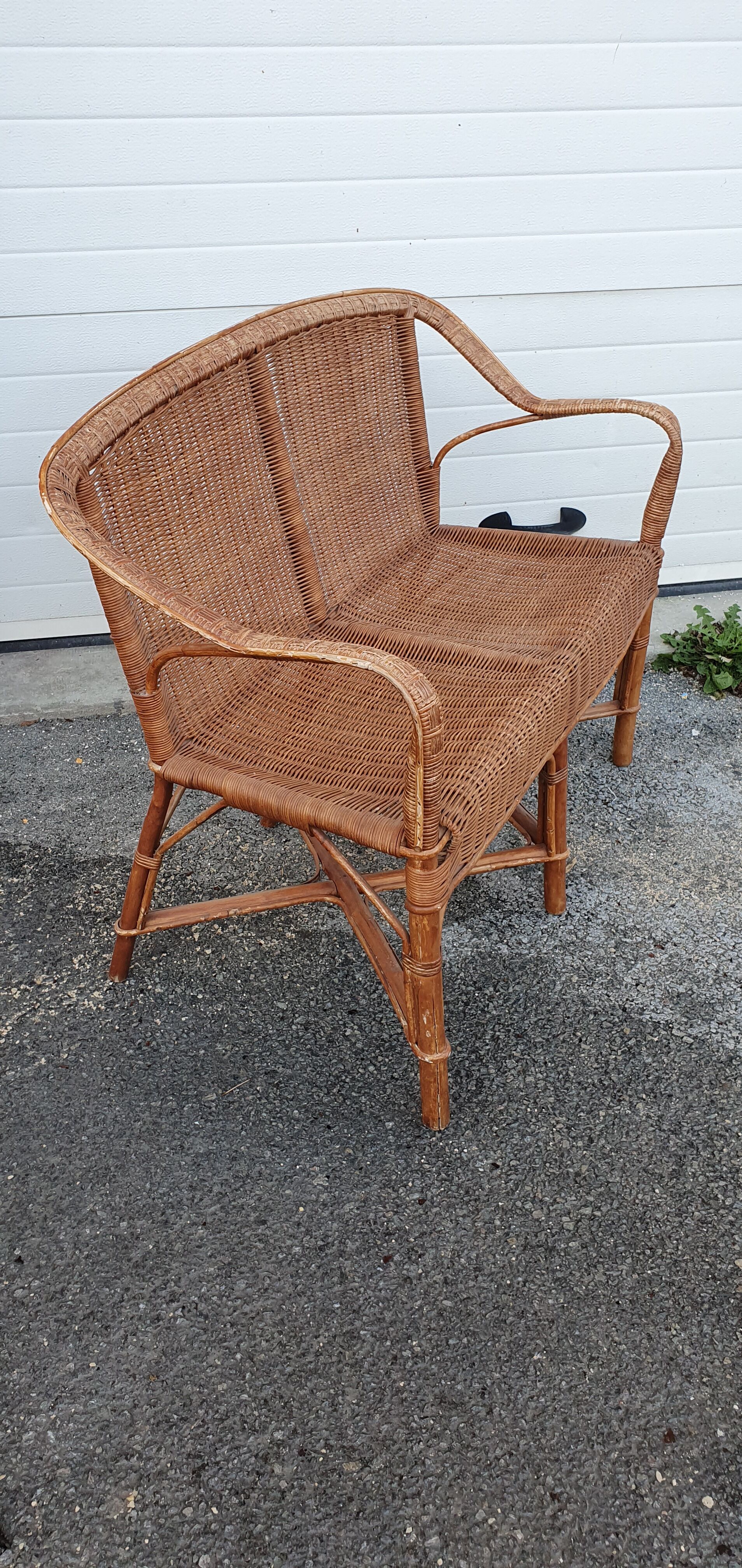 Rattan bench from 1970