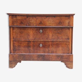 Commode Louis Philippe en loupe de noyer XIX°