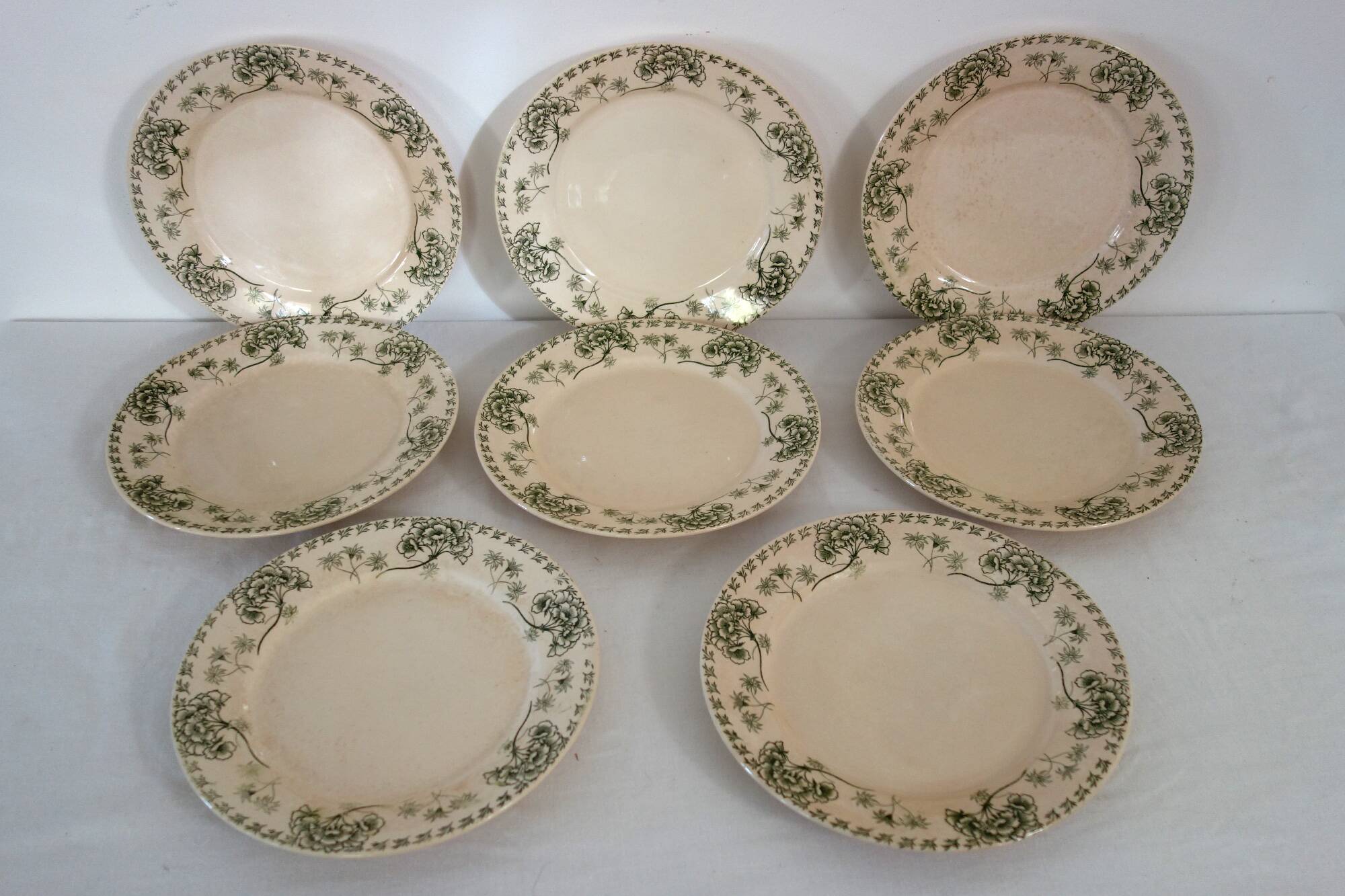 8 flat ironstone plates "Palmyre" Sarreguemines