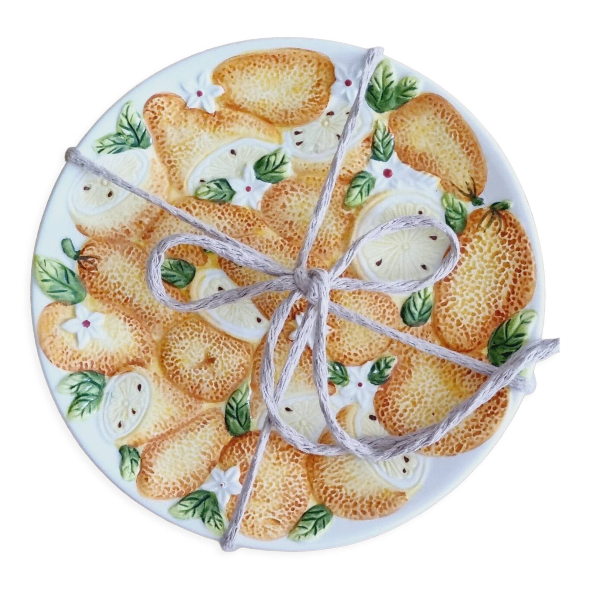 6 orange slip plates