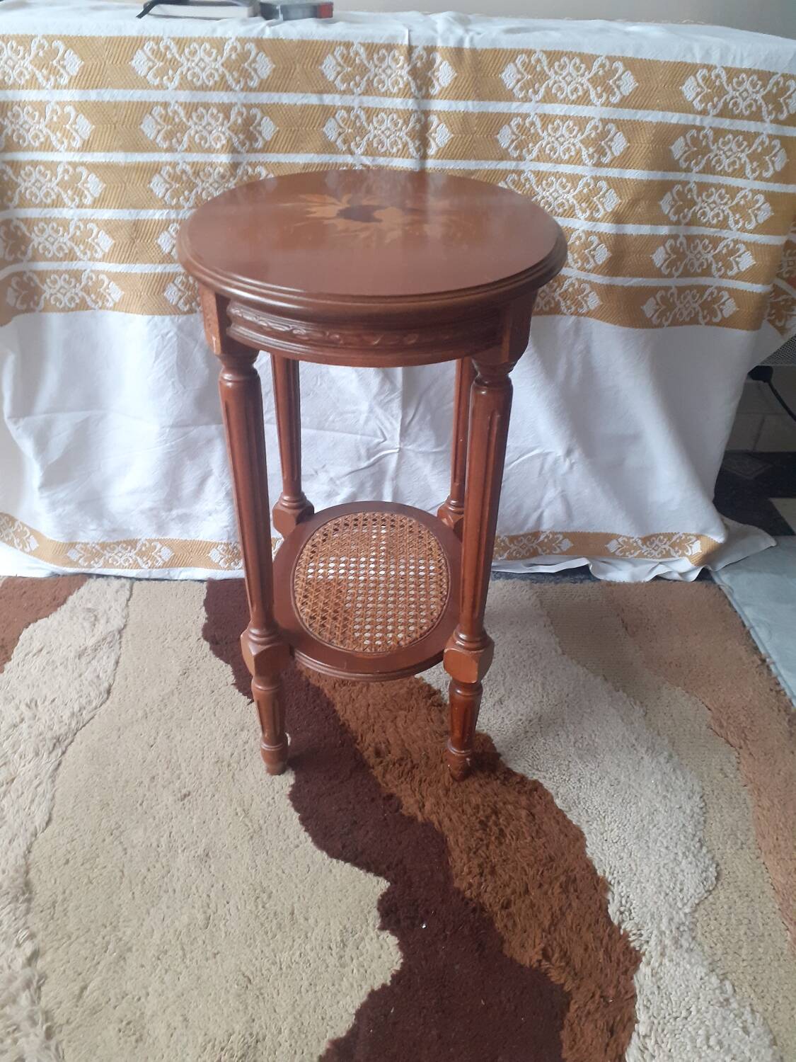 Wooden and cane serving trolley