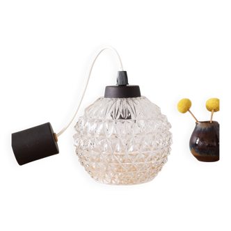 1950s molded glass pendant lamp