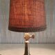 Table lamp in gilded brass and linen - mid 20th century