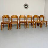 Set of 6 solid pine chairs, Scandinavian design, Reiner Daumiller
