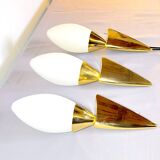 Pair of Brass and Murano Glass Wall Lights, Italy 1980s