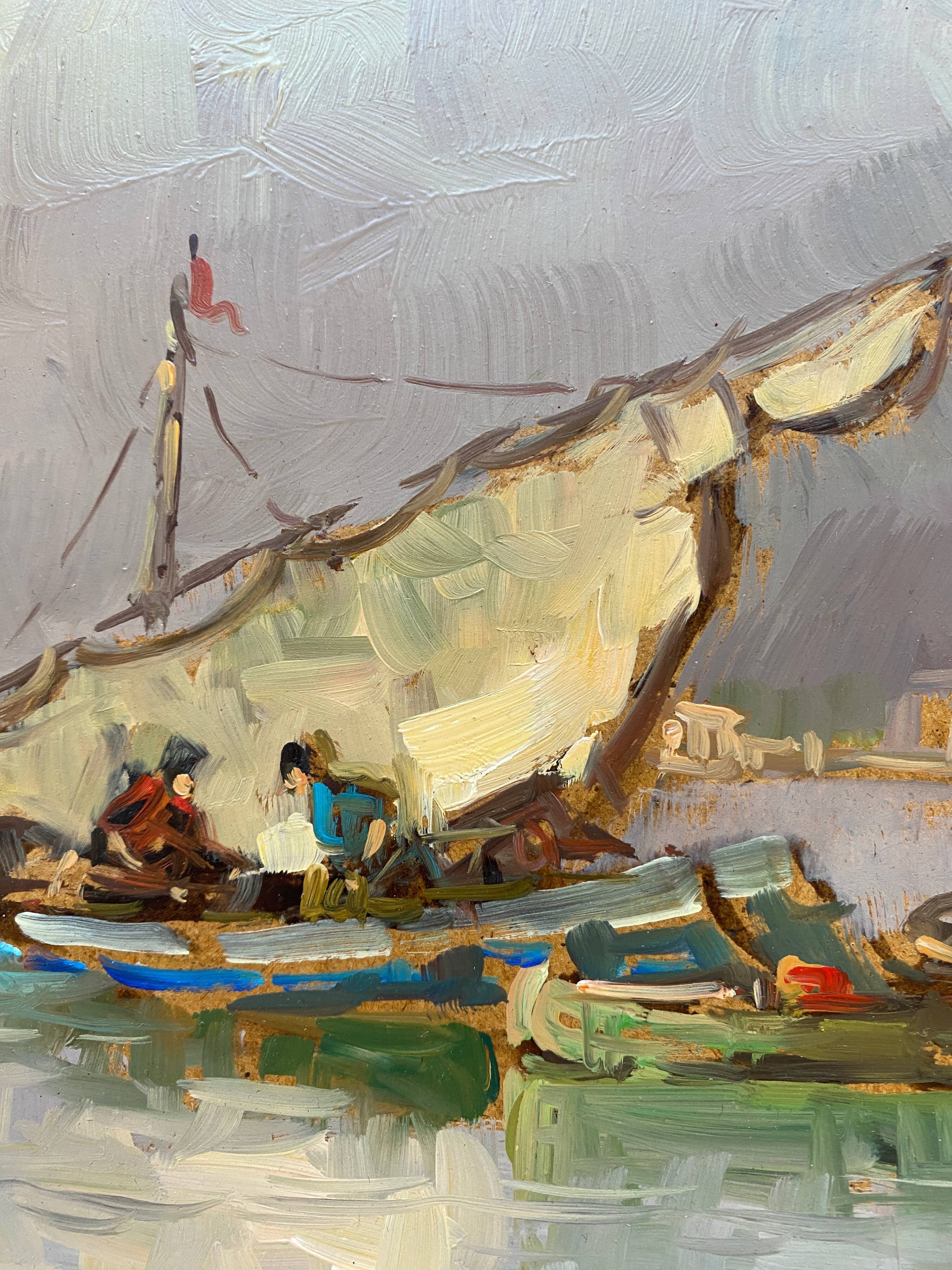 Counterpart of paintings "Sailing boats Felouks Gondolas" signed Orientalists