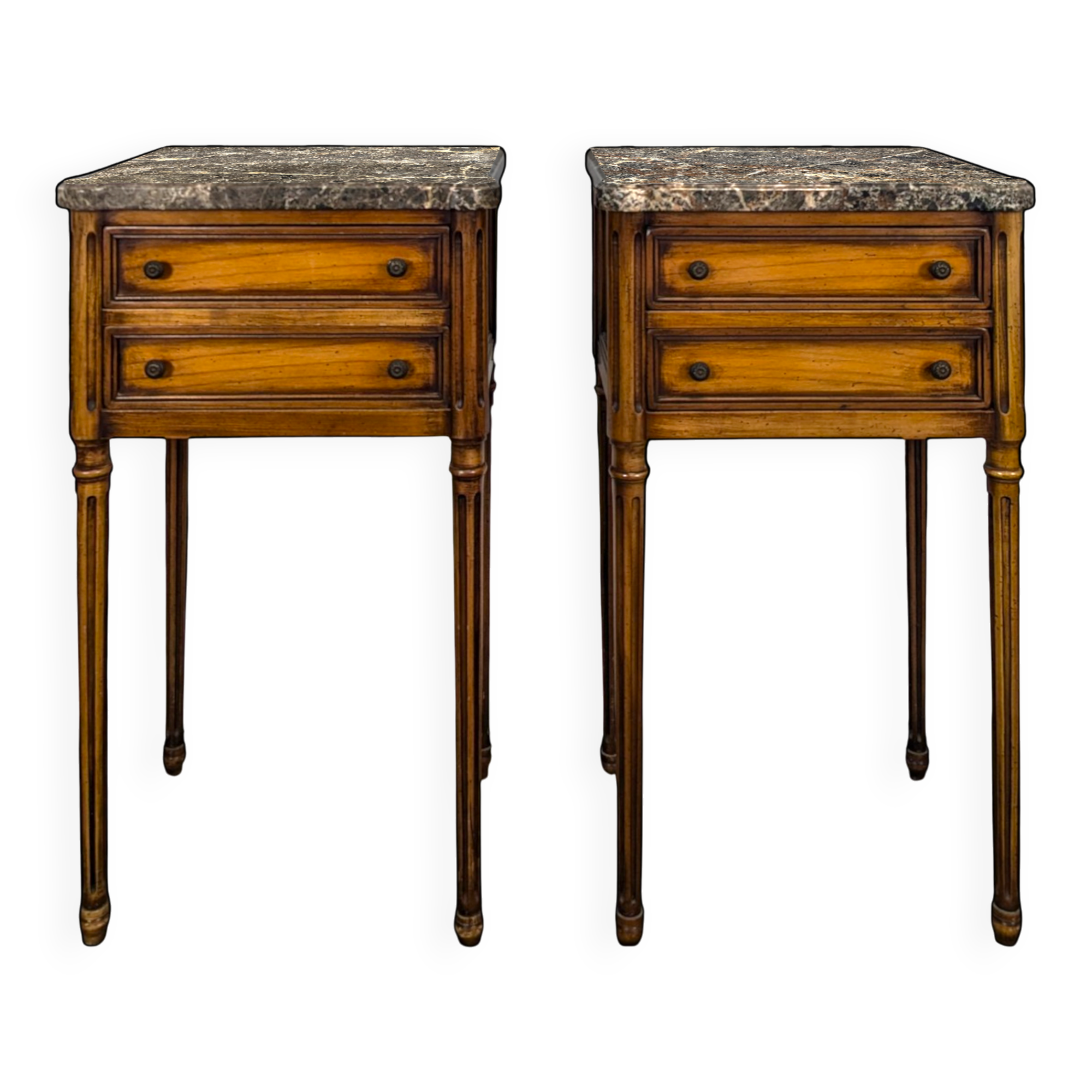 Louis XVI style bedside table with Pyrenean marble.