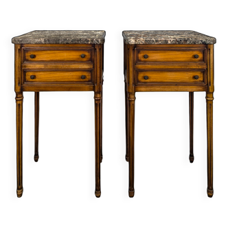 Louis XVI style bedside table with Pyrenean marble.