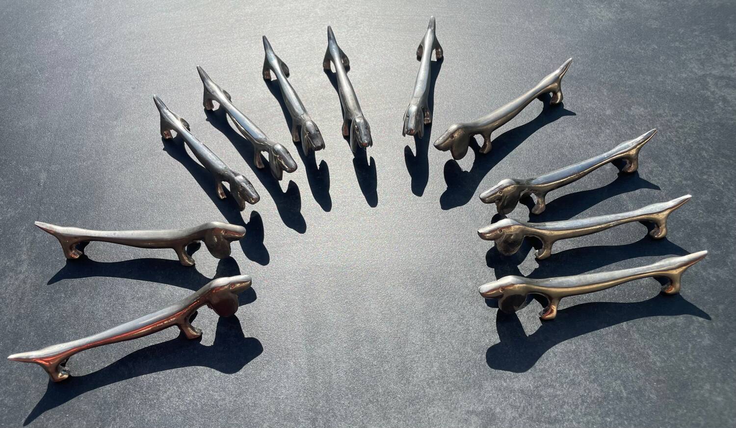 Set of 11 dachshund dog knife holders