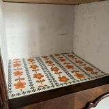 Bedside table / bedside table in veneered wood, molded and carved with foliage Louis XV style