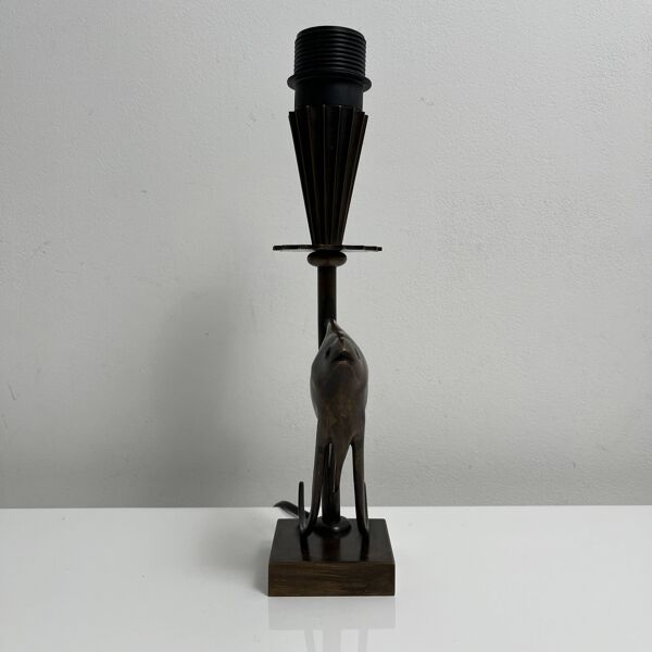 Pied de lampe en bronze décor de poisson style Art Deco Reussner Suisse