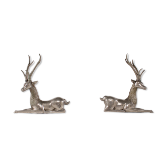 Paire de sculptures cerfs daims de temple 1970s