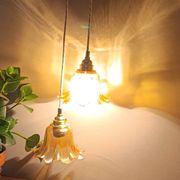 Suspension cascade 2 amber tulip glasses, vintage upcycled