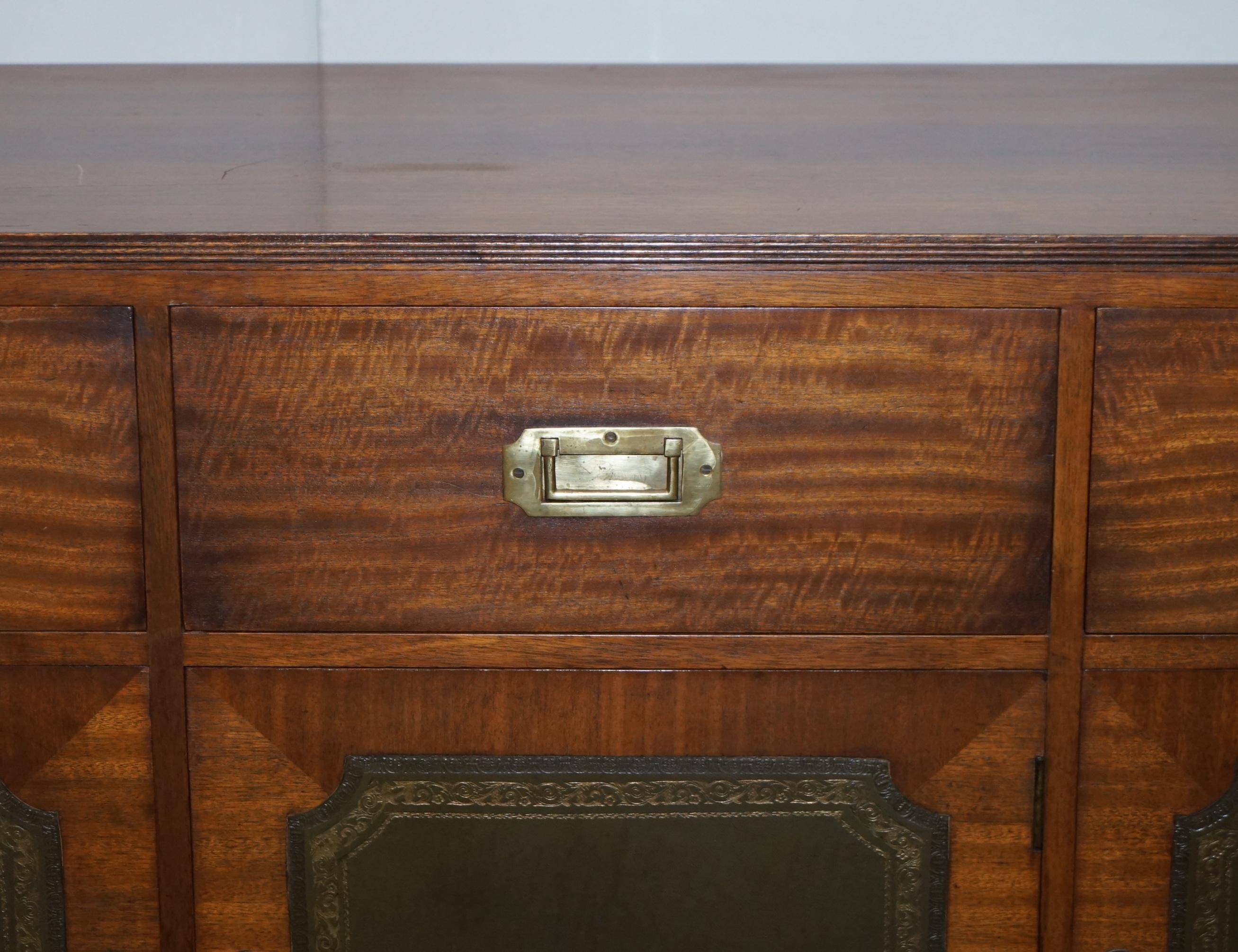 Military buffet Harrods in flame mahogany and leather