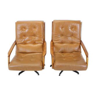Ensemble de 2 fauteuils en cuir Eugen Schmidt  pour Soloform