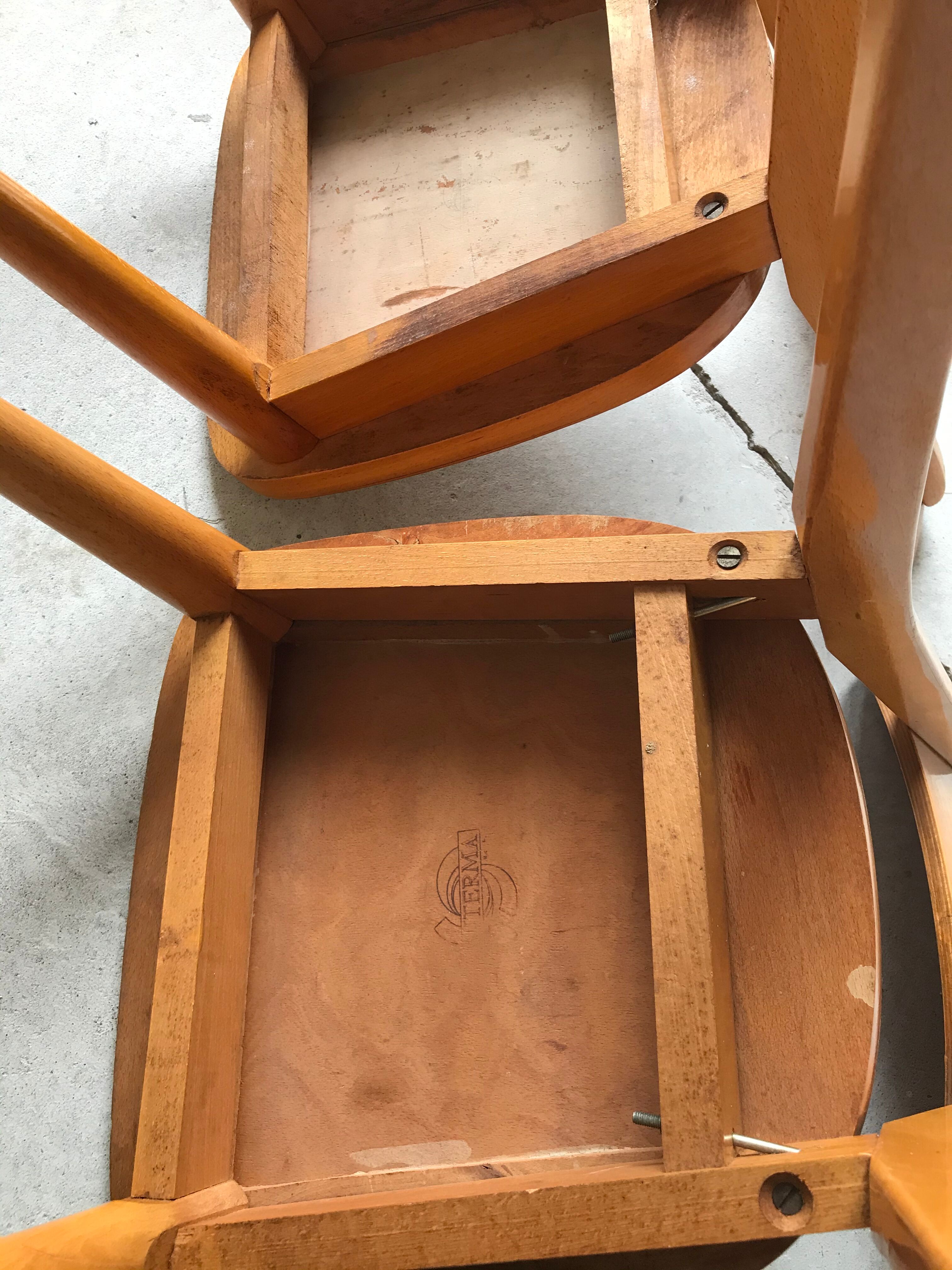 Set of four bistro chairs stamped Luterma