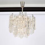 1 of 2 large ice glass chandeliers by Murano, Kalmar, Austria, 1960s