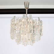 1 of 2 large ice glass chandeliers by Murano, Kalmar, Austria, 1960s