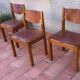 Series of 6 elm and leather chairs from the Maison Regain 60s