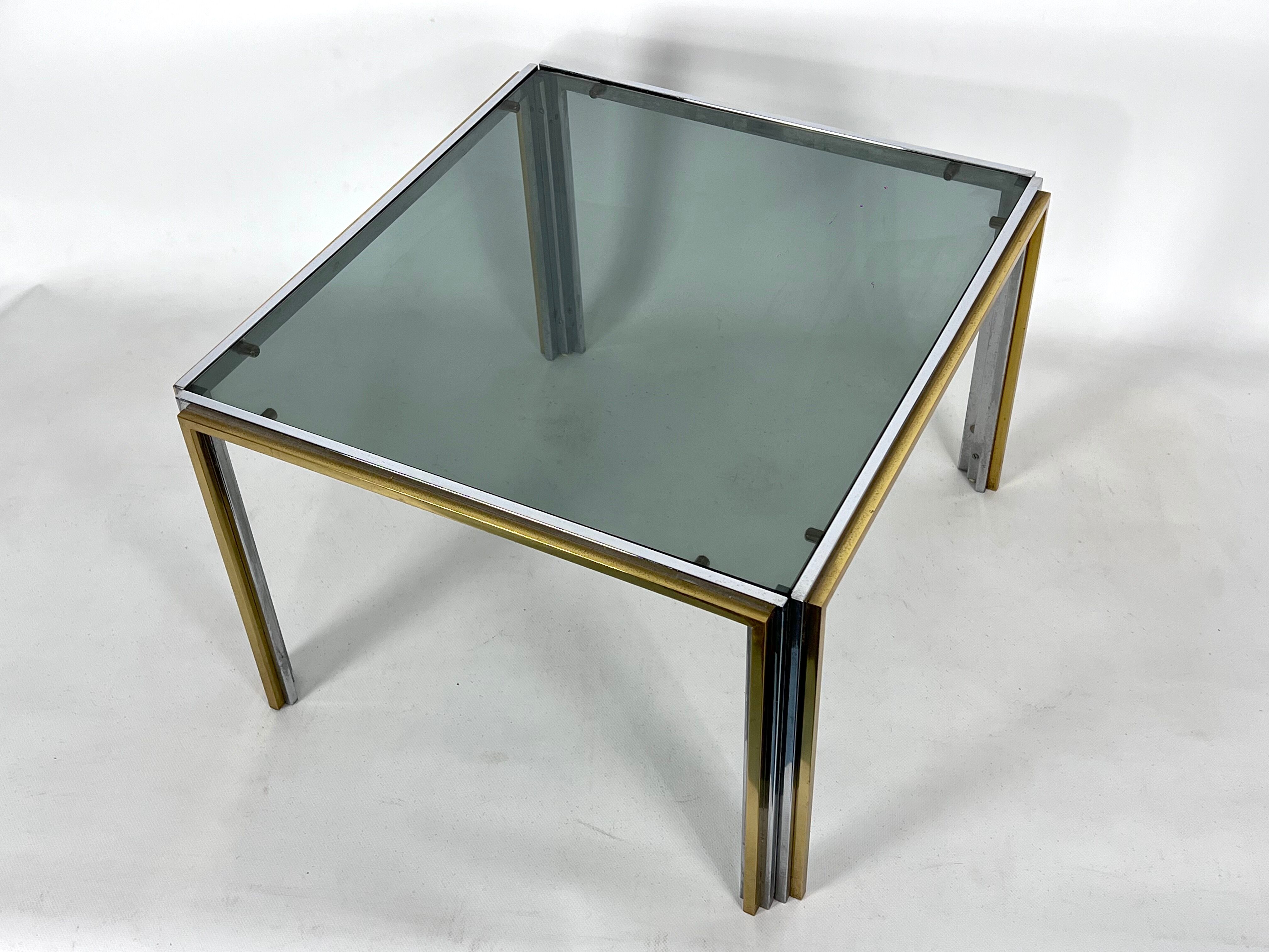 Mid-Century Modern chrome and brass side table, Romeo Rega style. 70s