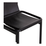 Set of 2 vintage chairs in metal and black imitation leather